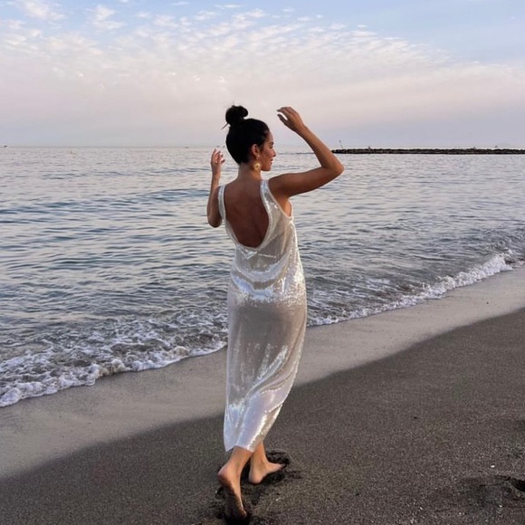 Zara sequin midi dress white - Picture 11 of 15